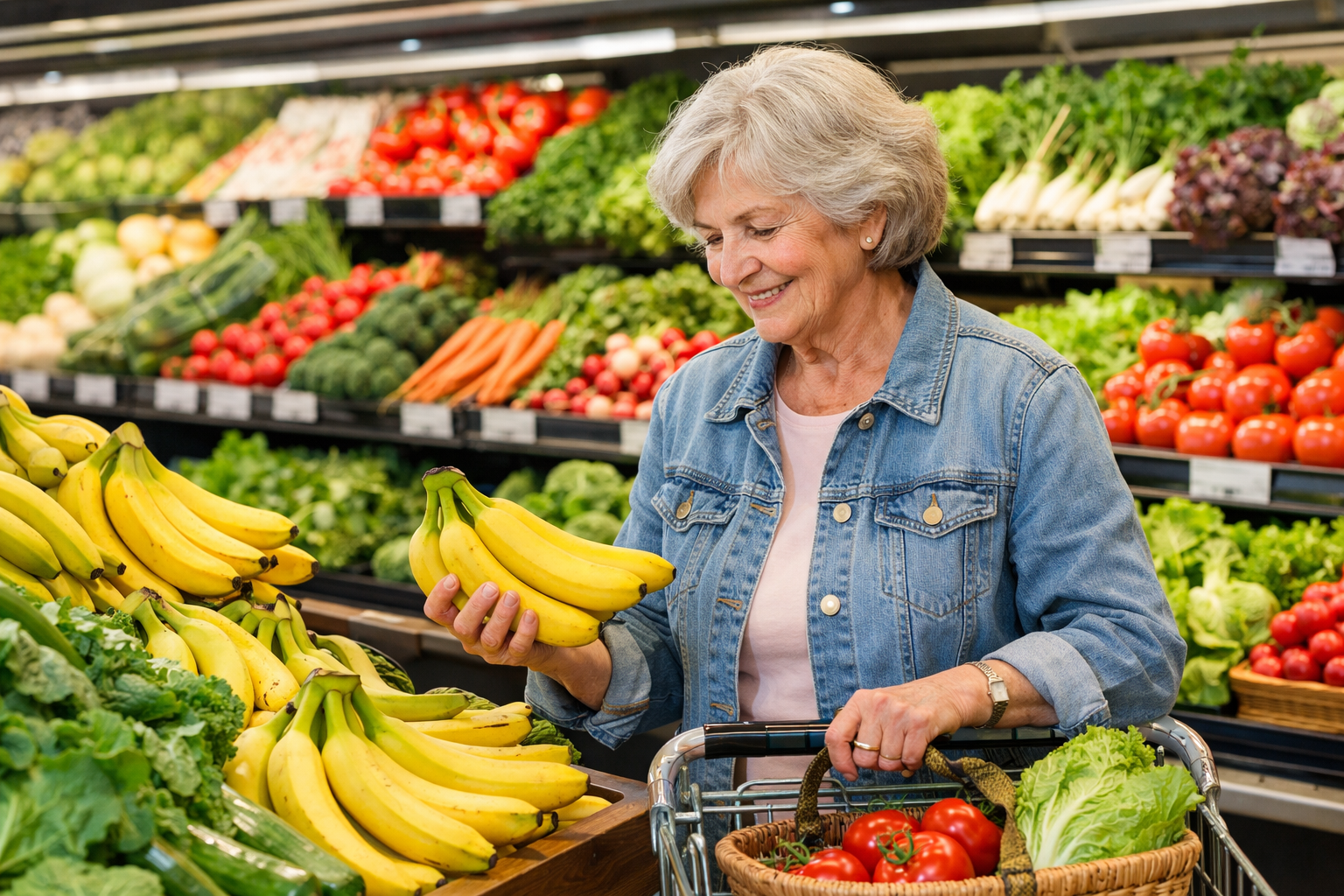 Einkauf von präbiotischen Lebensmitteln für die Darmflora im Supermarkt